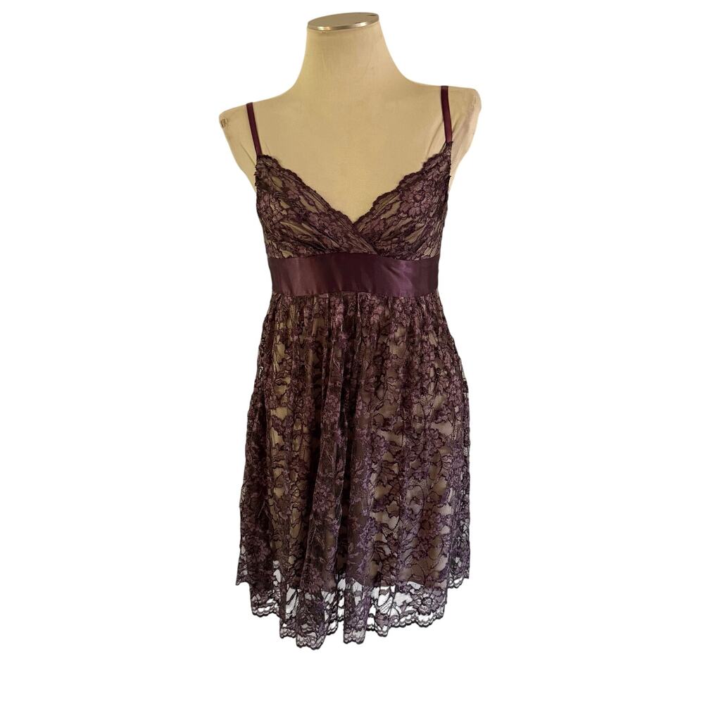 VTG Y2K 2000s Purple Lace Babydoll Dress M Whimsygoth Fairy Grunge Hoco Prom